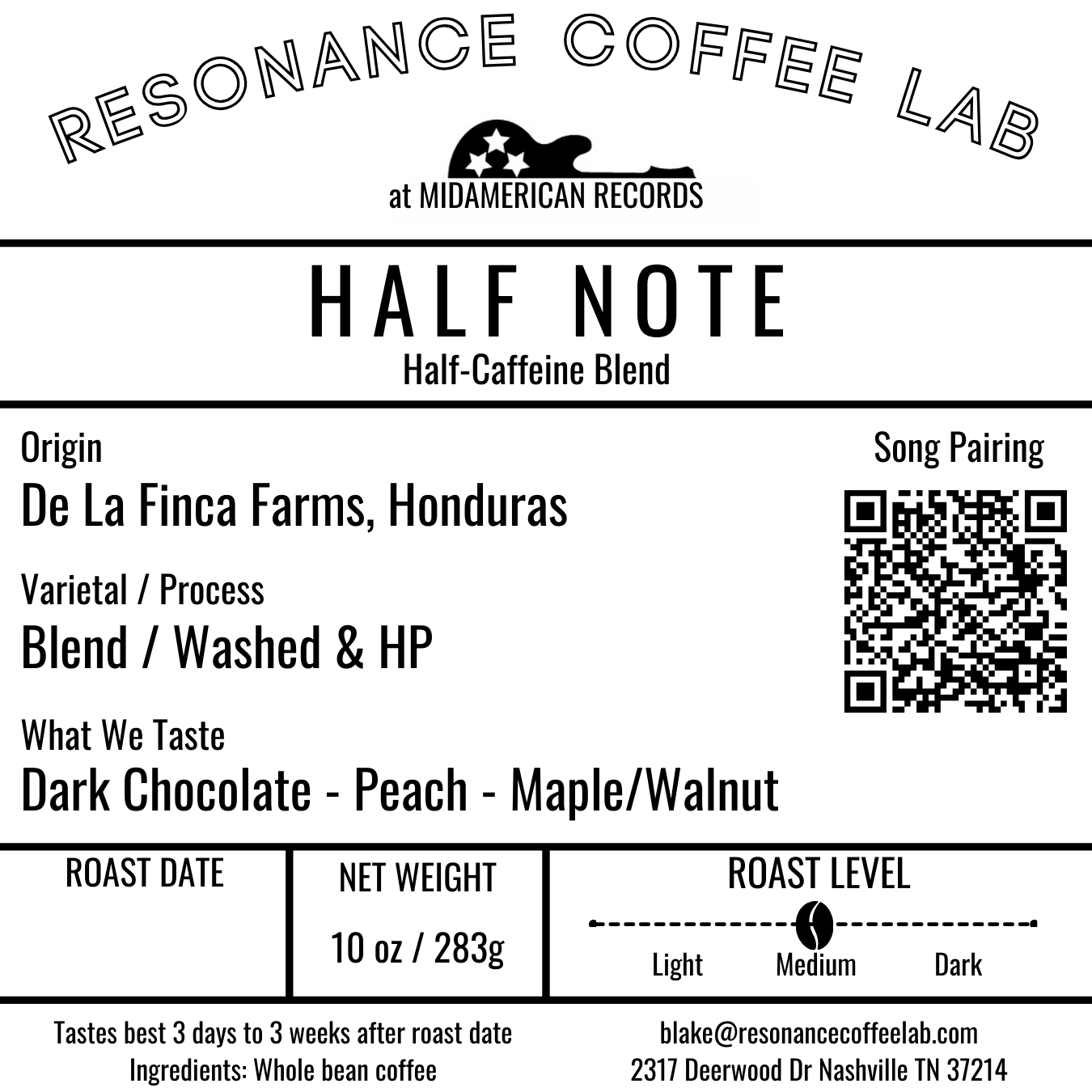 Half Note Half-Caffiene Blend // Medium Roast